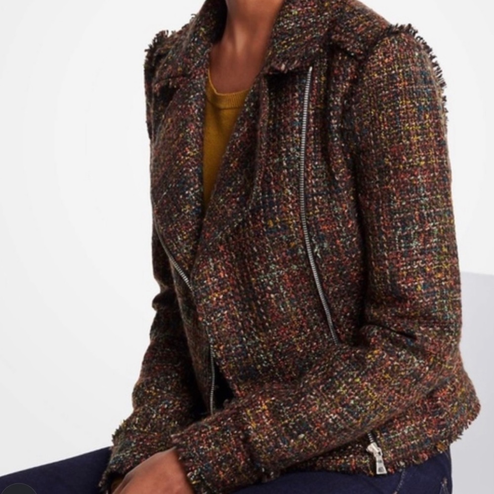 Ann Taylor Multicolored Tweed Motorcycle Jacket, New with Tags